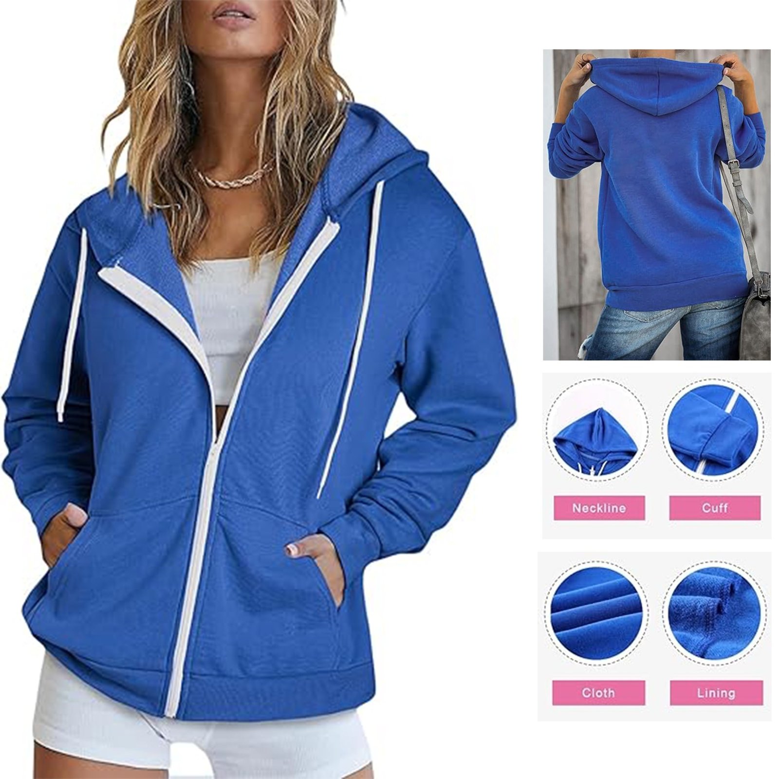 Women's Full Zip Hooded Sweatshirt - Image 2