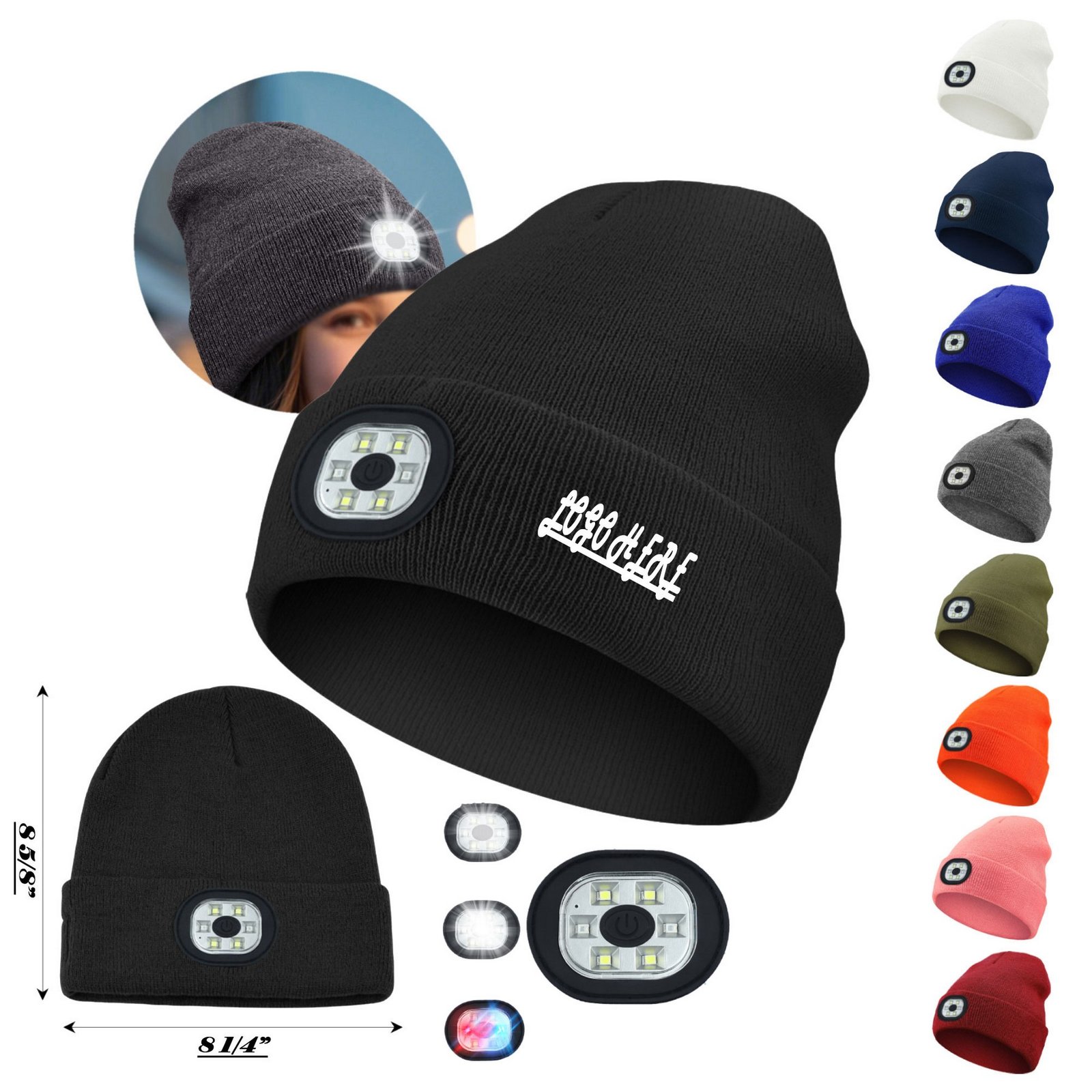 Unisex Rechargeable & Detachable LED Light Up Knit Beanie Hat