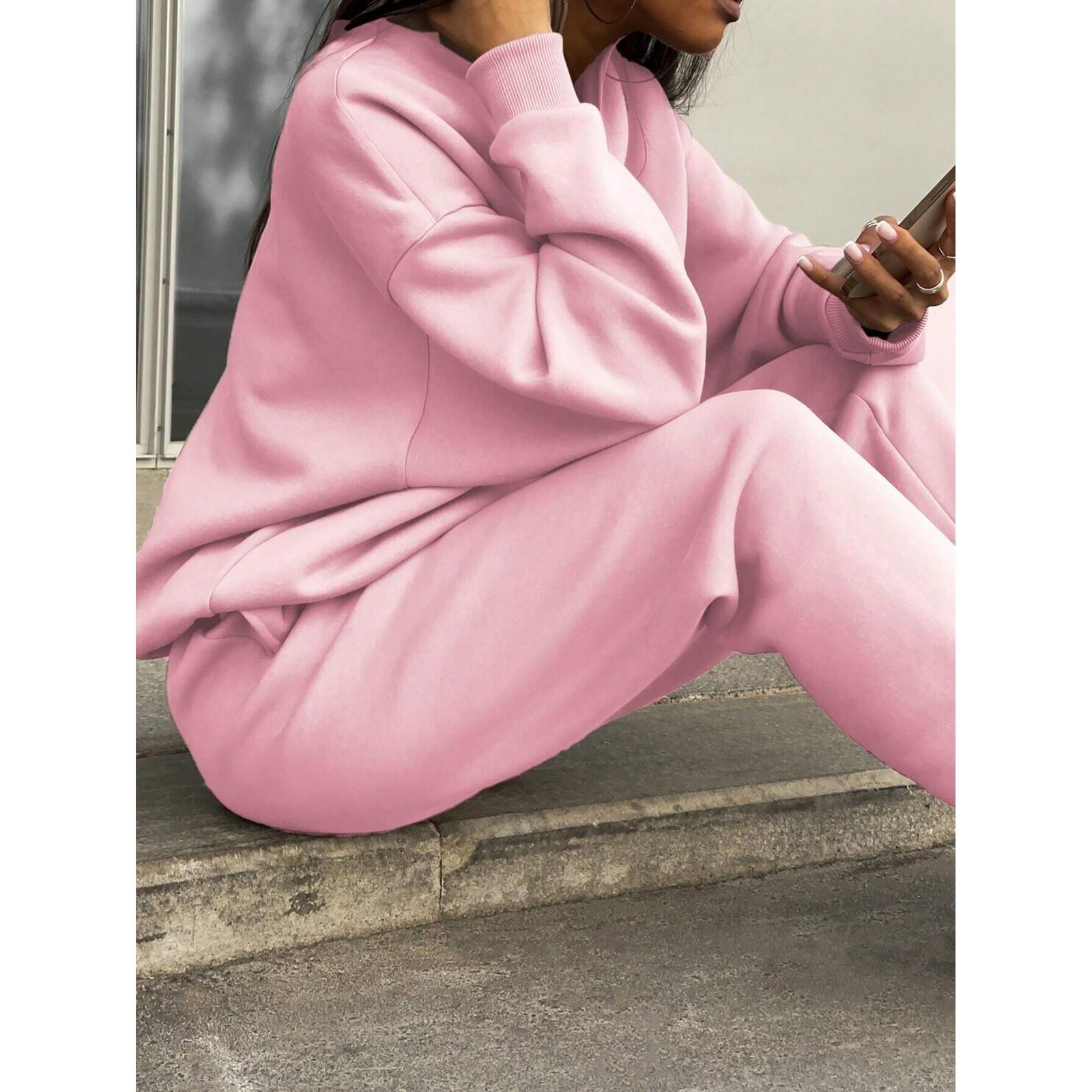 Womens Fleece 2 Piece Outfits Sweatsuit Tracksuit Set - Image 7