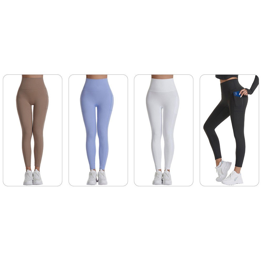 Premium Women's Fitness High Waist Yoga Leggings Tummy Control Sport Tights With Side Pocket - Image 16
