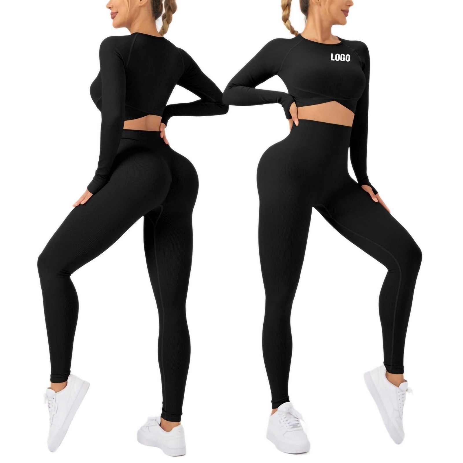 2-Piece Workout Set Butt-Lifting Yoga Leggings & Top