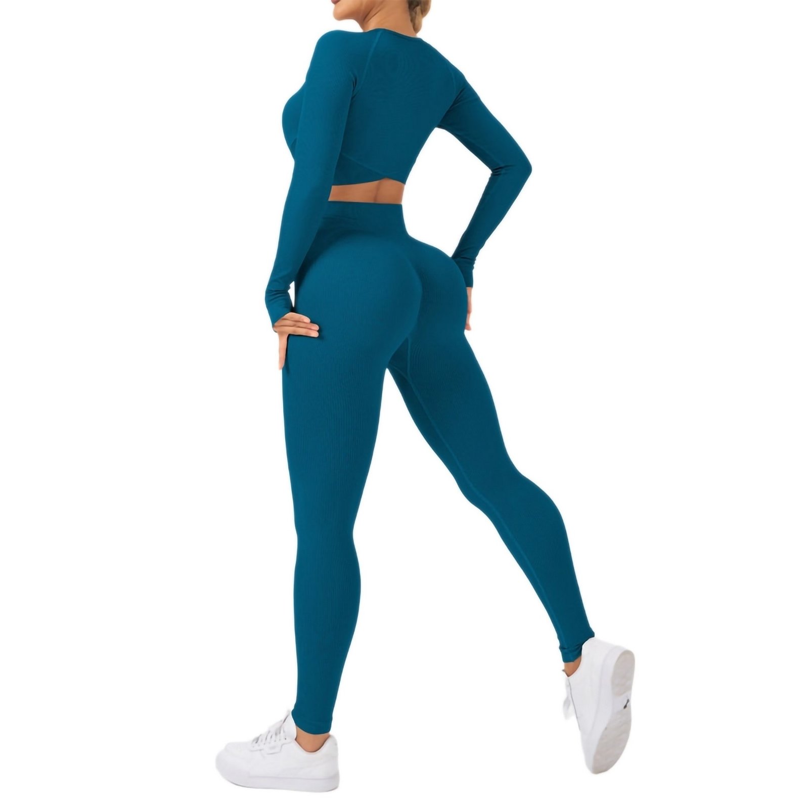 2-Piece Workout Set Butt-Lifting Yoga Leggings & Top - Image 3