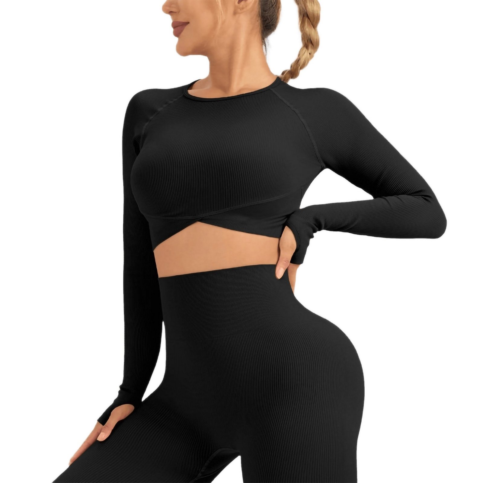 2-Piece Workout Set Butt-Lifting Yoga Leggings & Top - Image 2