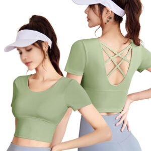 Cross-Back Yoga Sports Bra Crop Top for Workouts