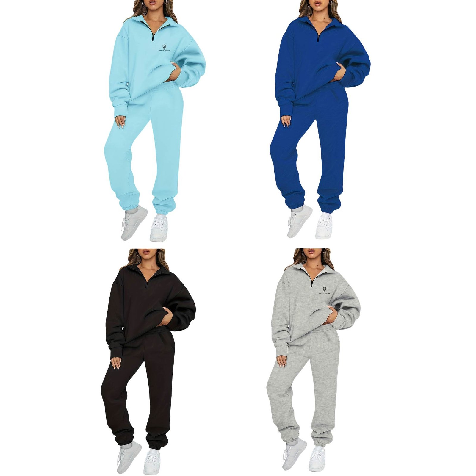 Women's Half-Zip Fleece Sweatsuit & Jogger Set