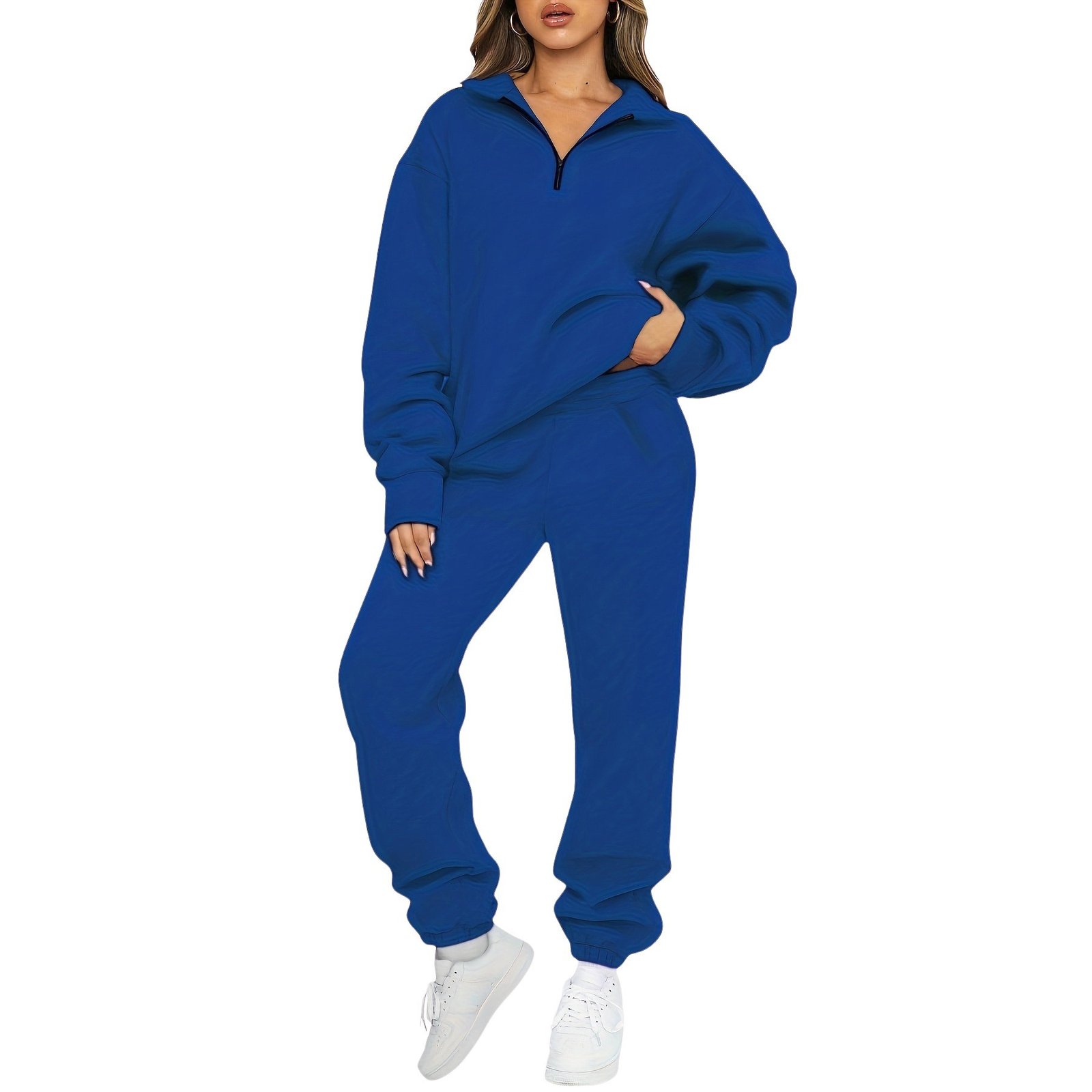 Women's Half-Zip Fleece Sweatsuit & Jogger Set - Image 5