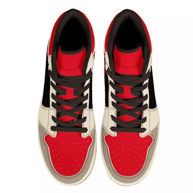 Black High Top Leather Sneakers with full color printing - Image 3