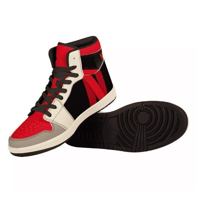 Black High Top Leather Sneakers with full color printing - Image 4