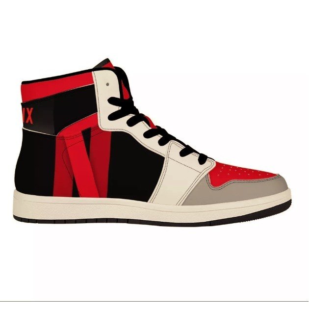 Black High Top Leather Sneakers with full color printing - Image 5